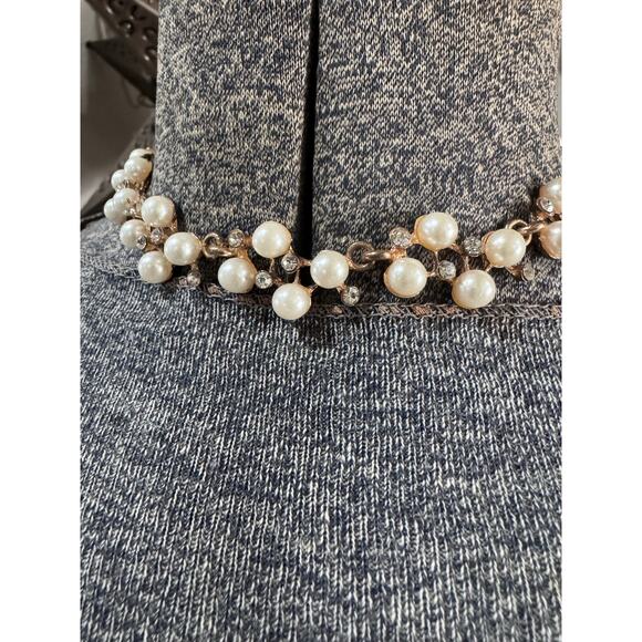 Vintage Pearl & Rhinestone Floral Choker | Gold Tone | Romantic Coquette - Picture 5 of 5